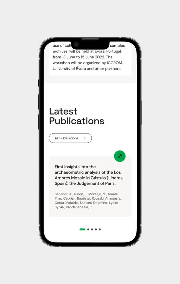 Mobile screen on smartphone from the publications section.